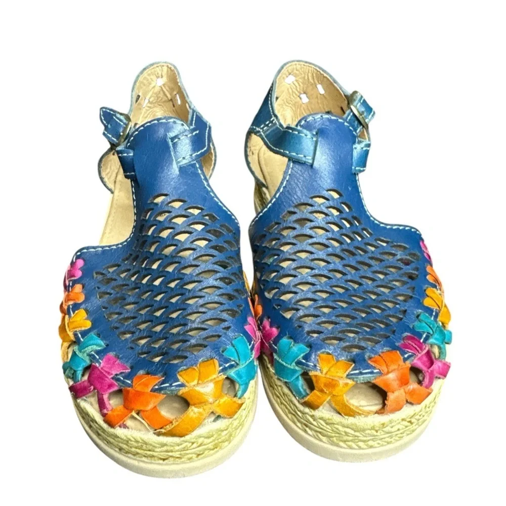 Mexican Leather Huarache Wedge Sandals